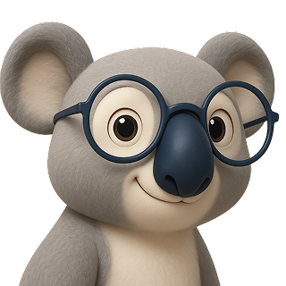 Koala Feedback mascot with glasses