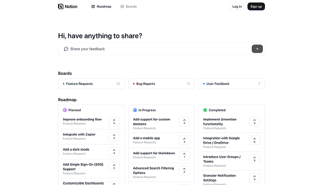 Notion feedback portal