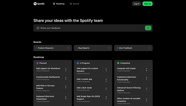 Spotify feedback portal